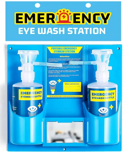 Estación de lavado de ojos portátil con botellas de lavaojos, estación de lavado de ojos de montaje en pared de emergencia, kit de lavado de ojos