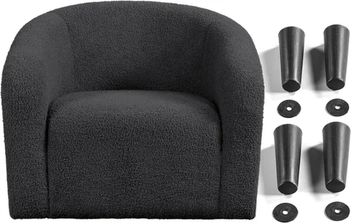 Miniatura 9 de Yaheetech - Juego de 2 sillas decorativas, sillas peludas para sala de estar, sillones de tela sherpa con acolchado suave y acogedor, sillones