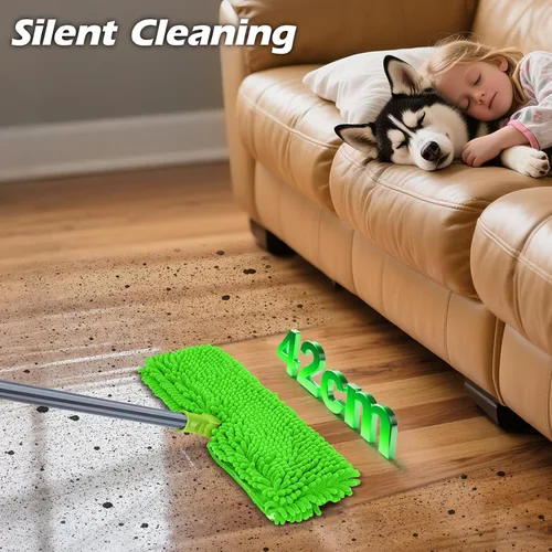 Miniatura 4 de MASTERTOP Trapeadores de microfibra para limpieza de suelos, trapeador de polvo de doble cara con 4 almohadillas de trapeador reutilizables y Verde