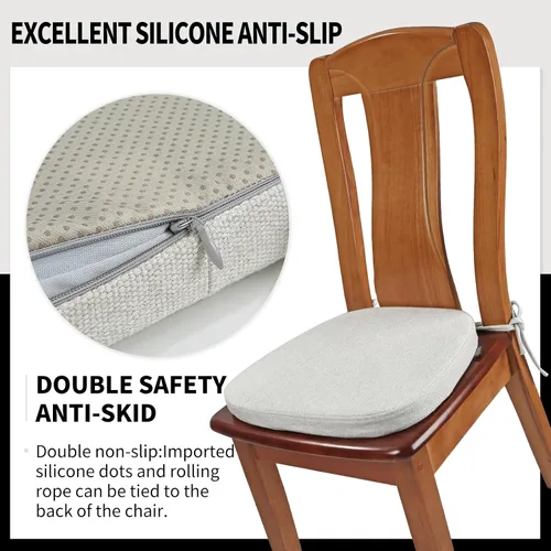 Miniatura 6 de SINOSSO Paquete de 4 cojines de espuma viscoelástica para sillas de comedor, tela tejida amigable de 16 pulgadas en forma de U, cómodas almohadillas