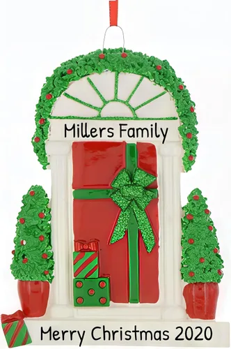 Miniatura 10 de Adorno personalizado de nuestro nuevo hogar 2025 Nombre y año personalizados Decoración de recuerdo de puerta marrón para propietario de casa