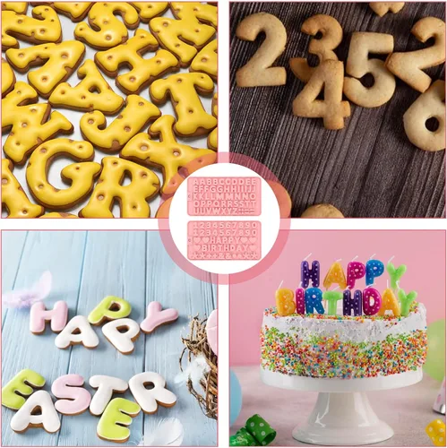 Miniatura 7 de 2 moldes de letras de silicona con números del alfabeto, moldes de caramelo de chocolate, antiadherentes, decoración de pasteles de feliz