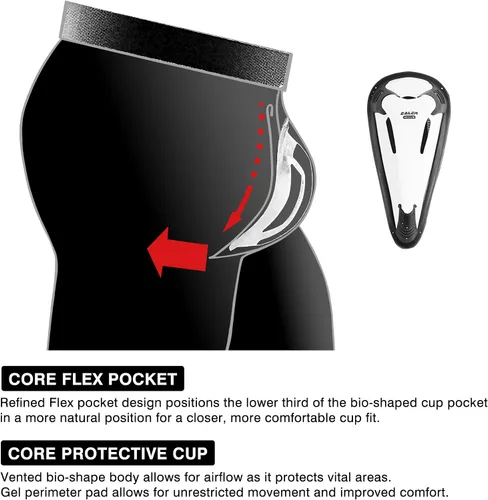 Miniatura 7 de EALER Pantalones de hockey de compresión resistentes a los cortes, con protección central Bio-Flex Cup - Hockey Jock para hombres y niños