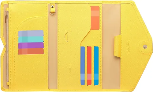 Miniatura 37 de Zoppen - Billetera de viaje con bloqueo RFID multiusos (Ver.4) Portatarjetas de pasaporte y vacunas, organizador de documentos de tres pliegues