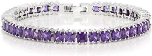 Miniatura 9 de Gem Stone King Pulsera de tenis clásica de circonita cúbica de corte princesa para mujer