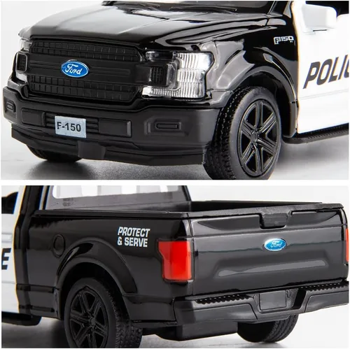 Miniatura 3 de BDTCTK Escala 1/36 compatible con Ford F150 Pickup Truck modelo de coche de policía, aleación de zinc fundido a presión, vehículos de tracción