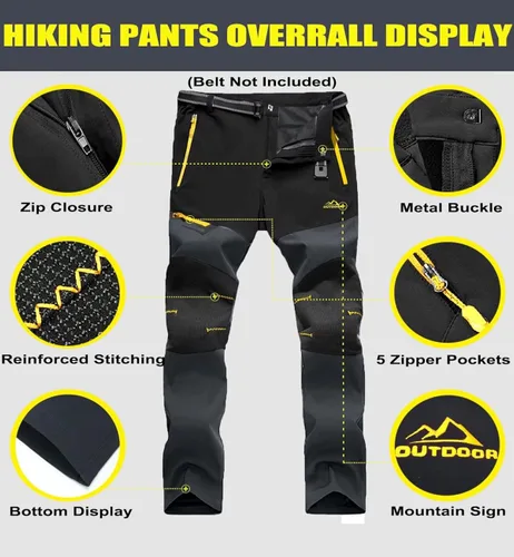 Miniatura 7 de MAGCOMSEN Men's Hiking Pants 5 Zipper Pockets Outdoor Lightweight Water Resistant Reinforced Knees Work Pants