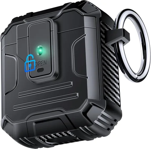 Miniatura 21 de Amoured AutoPOP - Funda para AirPods Pro de 1ª generación con cerradura y llavero, protección resistente de 360° y mecanismo de apertura de 1 clic