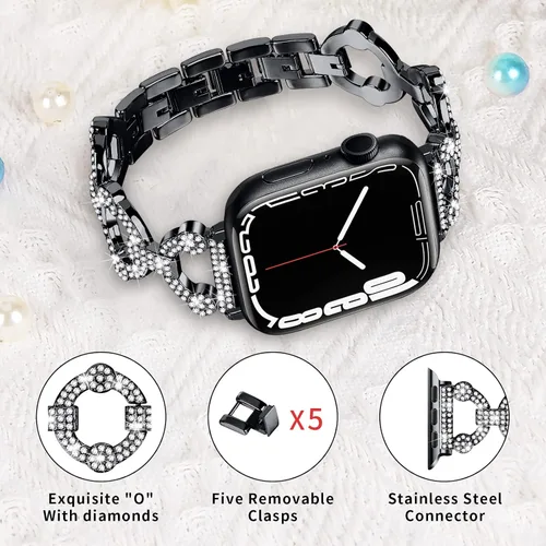 Miniatura 2 de Correas brillantes compatibles con Apple Watch Band Series 11, 10, 9, 8, 7, 6, 5, 4, 3, 2, 1, 1.496, 1.575, 1.654, 1.732, 1.772 pulgadas, 1.772