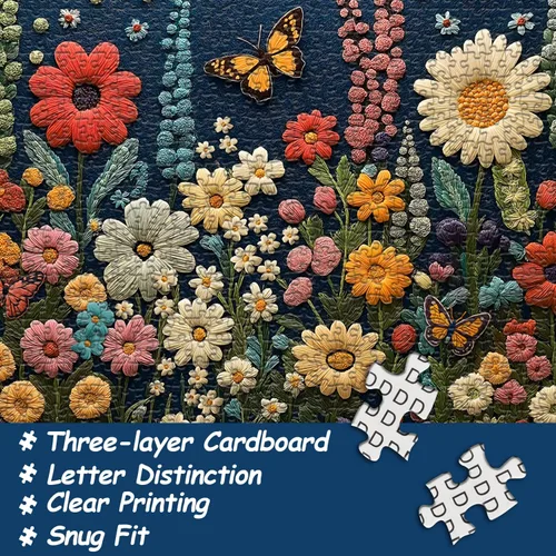 Miniatura 6 de Rompecabezas de flores silvestres para adultos de 1000 piezas, diseño de flores, plantas, mariposas, arte temático, jardín de primavera
