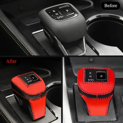 Miniatura 4 de XITER Cubierta de Perilla de Palanca de Cambios Automática de Cuero, Fundas Protectoras de Palanca de Cambios para Nissan Rogue 2014 2015 2016