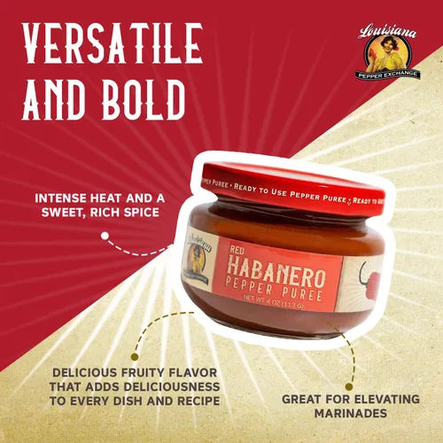 Miniatura 4 de Louisiana Pepper Exchange Salsa de puré de pimiento habanero rojo, súper picante, picante, condimento de chile, a base de plantas, sin gluten