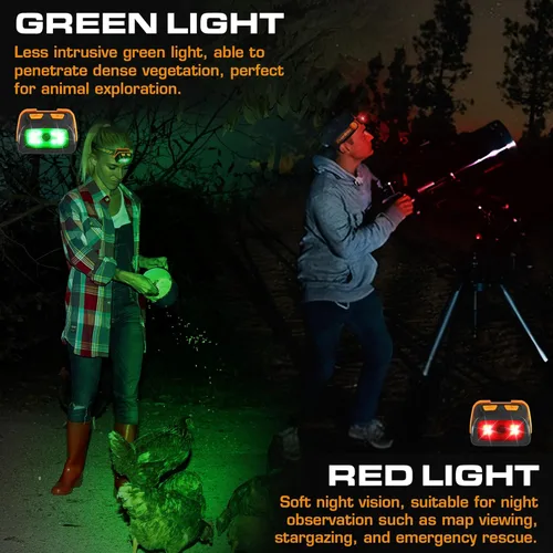 Miniatura 5 de EverBrite Linterna frontal recargable - Faro de 350 lúmenes con luz roja/verde y luz trasera, 7 modos de iluminación con función de memoria