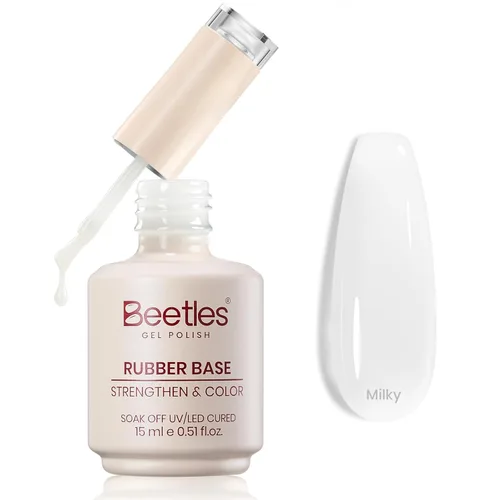 Miniatura 15 de Beetles - Esmalte de uñas en gel base rosa, 1 unidad, 0.5 onzas líquidas: color rosa desnudo 5 en 1, esmalte pastel constructor, punta francesa