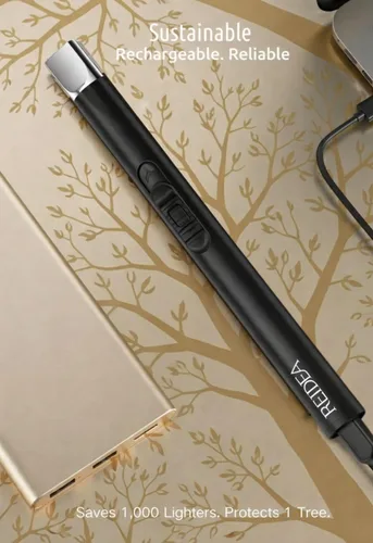 Miniatura 3 de REIDEA Encendedor Eléctrico S4, Encendedor de Velas USB Recargable con Interruptor de Seguridad, Encendedor Electrónico de Arco, Resistente al Negro