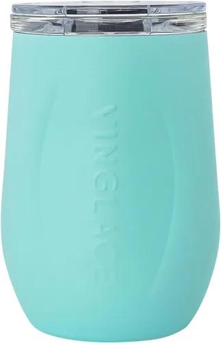 Miniatura 13 de Vinglacé Vaso de vino de acero inoxidable sin tallo - Vaso de vino aislado con inserción de vidrio y tapa para beber, 10 oz, color cobre