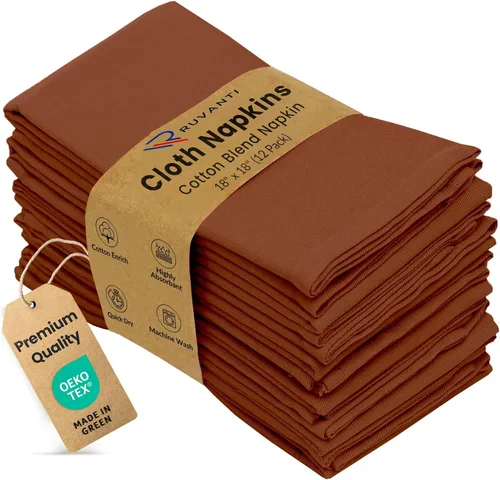 Miniatura 36 de Ruvanti - Juego de 4 servilletas de tela de 45x45 centímetros, lavables, suaves, duraderas, absorbentes, mezcla de algodón. Servilletas de mesa