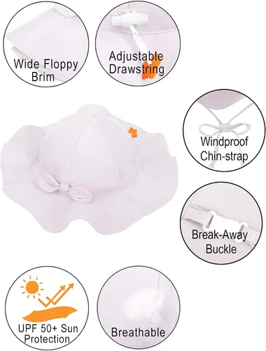 Miniatura 8 de SimpliKids Sombrero de sol para bebé de ala ancha con protección solar UPF 50+ UV Ray
