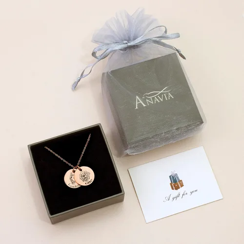 Miniatura 7 de Anavia Collar personalizado de retrato de mascota, regalo de joyería conmemorativa hecho a mano, collar grabado con foto de disco redondo Oro rosa