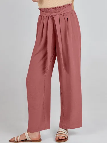 Miniatura 3 de ANRABESS Pantalones palazzo de pierna ancha para mujer, cintura alta, nudo de lazo, ligeros, elegantes, bohemios, pantalones de descanso