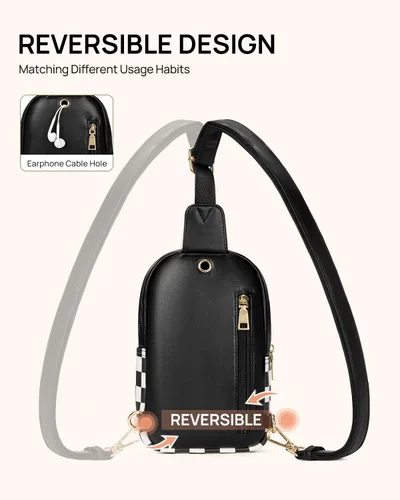Miniatura 139 de Telena Riñonera pequeña para mujer, de cuero, cangureras, bolsa de pecho para mujer
