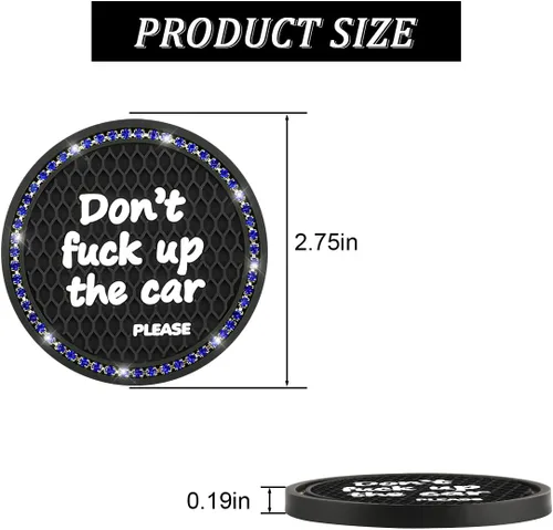 Miniatura 2 de Paquete de 2 posavasos brillantes para portavasos de automóvil con diamantes de imitación de cristal de 2.75 pulgadas, tapetes antideslizantes