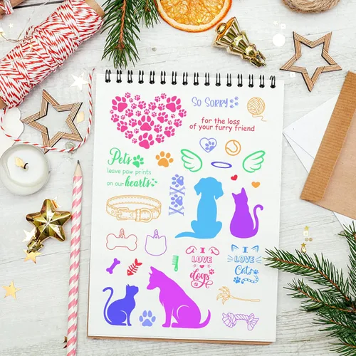 Miniatura 6 de INFUNLY Sellos Transparentes de Mascotas para Hacer Tarjetas, Sellos de Silicona Transparente Perro + Gato, Sellos de Goma para DIY, Álbum