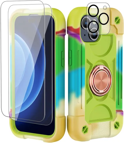 Miniatura 63 de Funda para iPhone 11 de 6.1 pulgadas con soporte de anillo, con 2 protectores de pantalla de vidrio, resistente a los golpes, resistente a