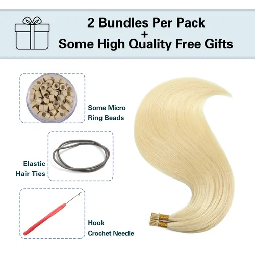 Miniatura 4 de Sunya Extensiones de cabello humano con punta en I Tip, 1.76 oz, 50 mechones por paquete, extensiones de cabello con queratina previamente unidas