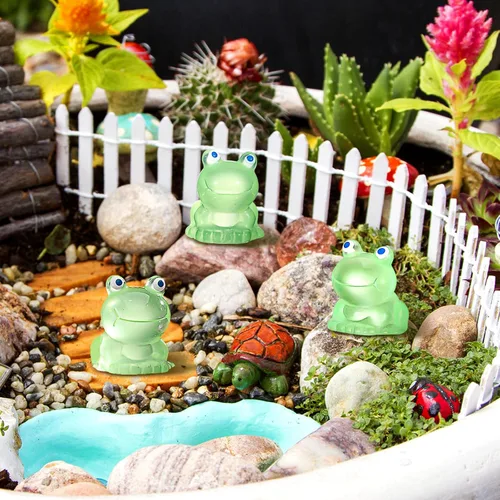 Miniatura 4 de 50 piezas de mini ranas de resina en miniatura, animales que brillan en la oscuridad, pequeñas ranas para jardín, paisaje, micro accesorios