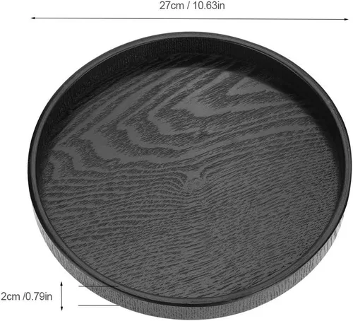 Miniatura 8 de Bandeja de té de madera, forma redonda, té de madera, café, aperitivos, comidas, plato de servicio, bandejas de restaurante de 11.8 in