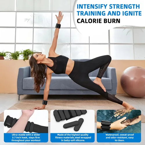 Miniatura 3 de Pesas de tobillo para mujeres y hombres, pulsera de entrenamiento con peso ajustable para muñeca para entrenamiento en casa, entrenamiento