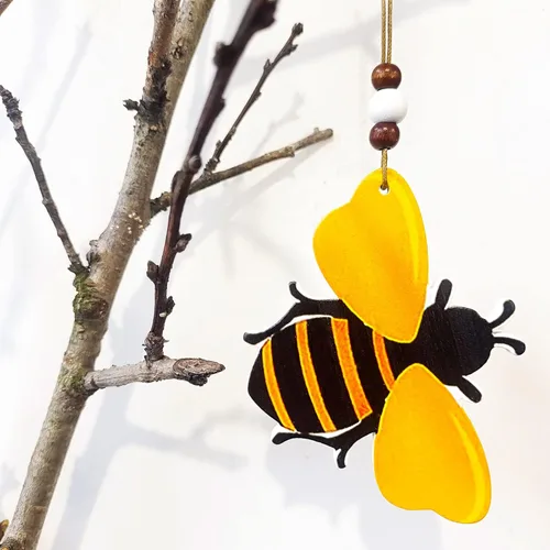 Miniatura 2 de 10 adornos de colmena de madera para bandeja de árbol, corona, festival de Navidad, letrero de abeja, manualidades, decoración colgante para el 5