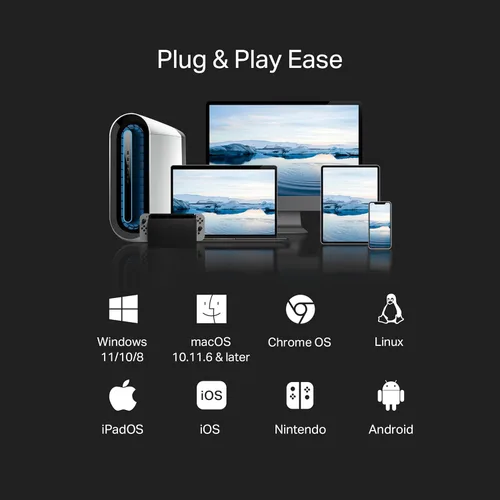 Miniatura 6 de TP-Link Adaptador USB 3.0 y USB C a Ethernet 2 en 1, RJ45 Gigabit LAN, Plug & Play, funda de aluminio, adaptador Ethernet para laptop, Thunderbolt