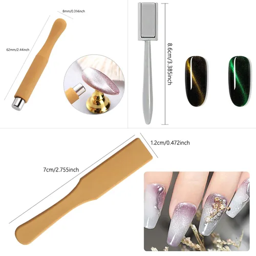 Miniatura 3 de 5 imanes de ojos de gato 3D para uñas, ojos de gato, esmalte magnético de uñas de gel, bolígrafo magnético de doble cabeza, imanes de manicura