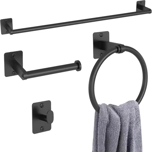 Miniatura 8 de KLJKPA - Juego de accesorios de baño, juego de 4 piezas de accesorios de baño dorados, barra de toalla de 24 pulgadas, toalleros para baño, ganchos