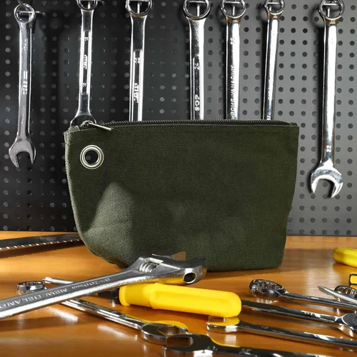 Miniatura 5 de Bolsa de almacenamiento de herramientas multiusos – Bolsas de lona encerada de 16 onzas para hombres y mujeres 1 pequeña + 1 grande Verde Verde