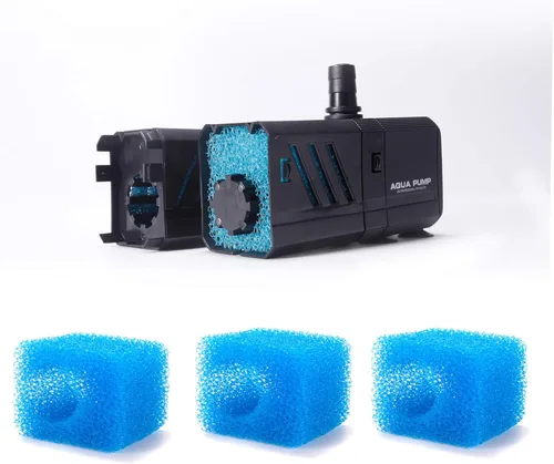 Miniatura 2 de Insputer Bomba de agua sumergible para acuario, bomba de aire con 2 filtros de sección para pecera, tortuga, estanque, agua salada, agua dulce