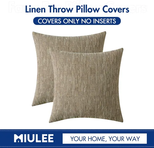 Miniatura 137 de MIULEE - Juego de 2 fundas de almohada decorativas de lino de arpillera navideñas, modernas, estilo campestre, rústicas, tejidas, con textura