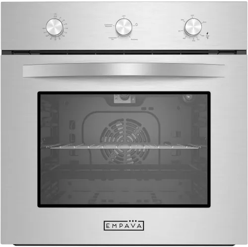 Empava Horno de pared de gas de propano líquido simple de 24 pulgadas. 2.3 pies cúbicos. Funciones de hornear, asar y asador con controles mecánicos