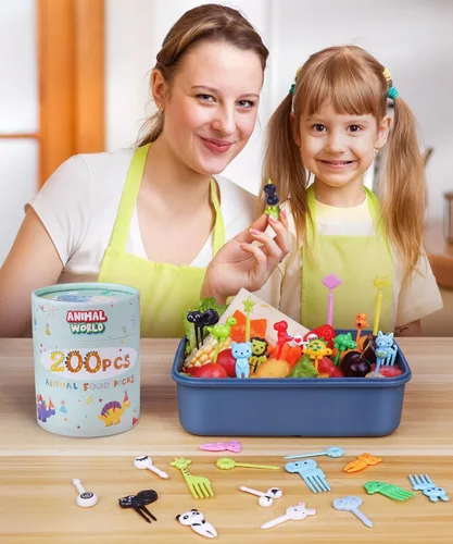 Miniatura 4 de 200 Piezas Palillos de Comida para Niños con Caja de Almacenamiento Multicolor 200pcs con caja de almacenamiento