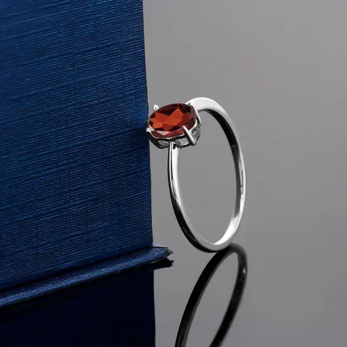 Miniatura 49 de Gem Stone King Anillo de compromiso solitario con piedra preciosa de oro blanco de 10 quilates, ovalado, 0.27 x 0.19 pulgadas, anillo de promesa