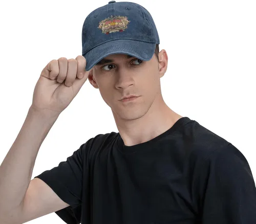 Miniatura 6 de Sombrero de vaquero de moda para hombre y mujer, ajustable para cuatro estaciones, gorra de béisbol del infierno con ángel, azul marino, Azul marino