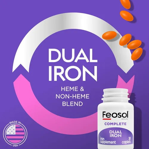 Miniatura 2 de Feosol Comprimidos Completos de Suplemento de Hierro, Hierro Bifera para Alta Absorción, Hemo y No Hemo de Doble Acción Minimiza los Efectos