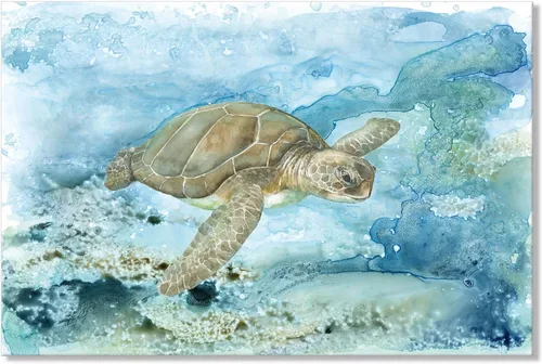Miniatura 21 de Arte de Lienzo de Pulpo para Pared Pintura Temática de Vida Oceánica Imagen de Animal Marino Azul y Dorado Obra de Arte Costera Imagen de Pulpo