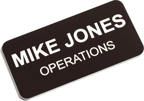 Miniatura 10 de Insignias de identificación con nombre grabadas personalizadas: identificación personalizada con pin o respaldo magnético, 1 pulgada x 3 pulgadas
