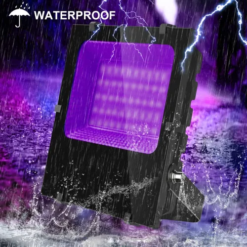 Miniatura 2 de Luces negras de 300 W para exteriores, luces LED comerciales de alta potencia con enchufe con certificación UL, IP66, luz negra impermeable 395 nm