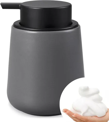 Miniatura 16 de Bosilunlife Dispensador de jabón espumoso de cerámica, dispensador de jabón de espuma de 12 onzas, dispensador de jabón líquido para encimera