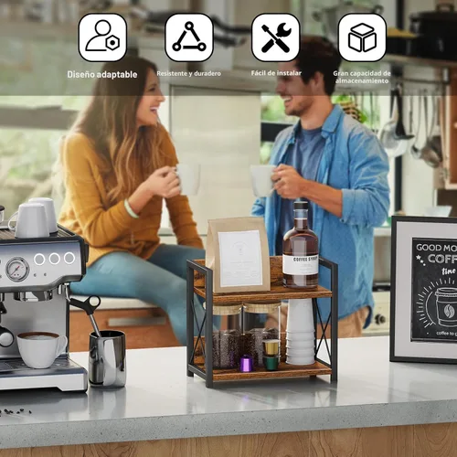 Miniatura 4 de Giikin Organizador de estante de encimera, estante de especias de cocina de 2 niveles para encimera, organizador de estante de madera para mostrador