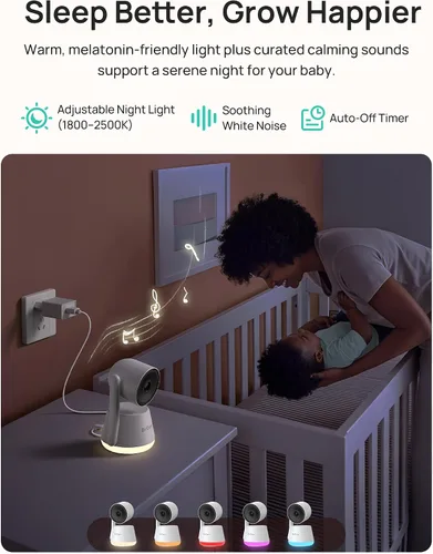 Miniatura 7 de Dr.Care LumiView Plus Monitor inteligente WiFi para bebé con montaje de clip - Pantalla dividida de 5.5" 1080P y cámara 2K, modo de privacidad